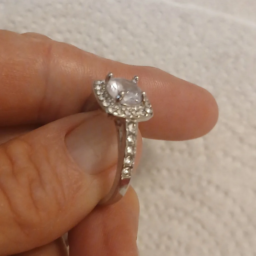925 STERLING SILVER, White Sapphire WEDDING SET. Size 9 - Picture 3 of 9